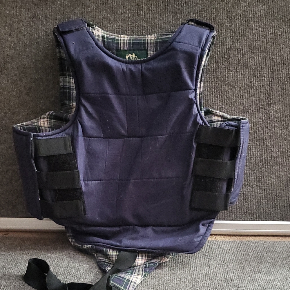 Harry Hall Plaid Lined Protective riding Vest. Size medium